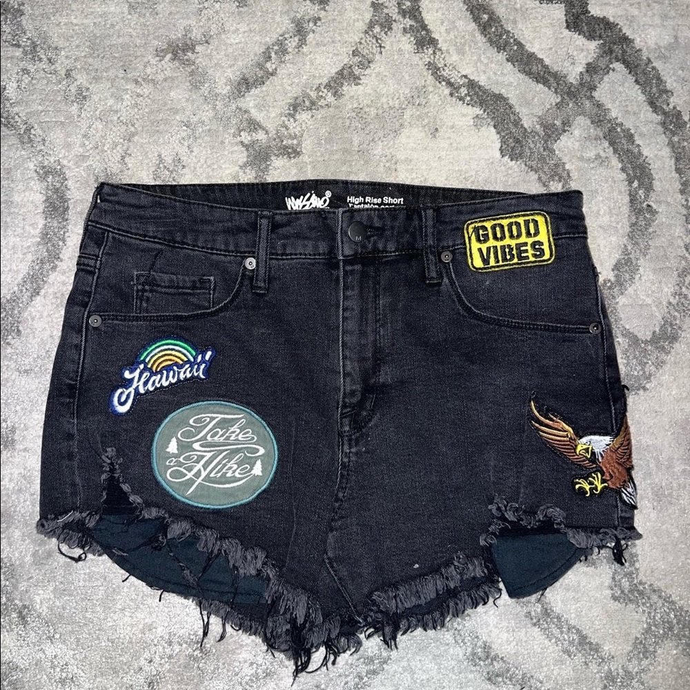 Black high waisted Patch shorts